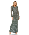Mac Duggal Women's Embellished Puff Sleeve Side Knot Gown In Slate Grey