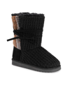 Muk Luks Clementine Faux Fur Boot In Black Plaid