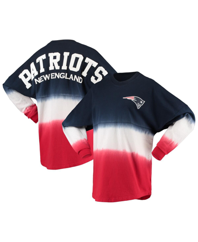 Fanatics Women's  Navy, Red New England Patriots Ombre Long Sleeve T-shirt In Navy,red