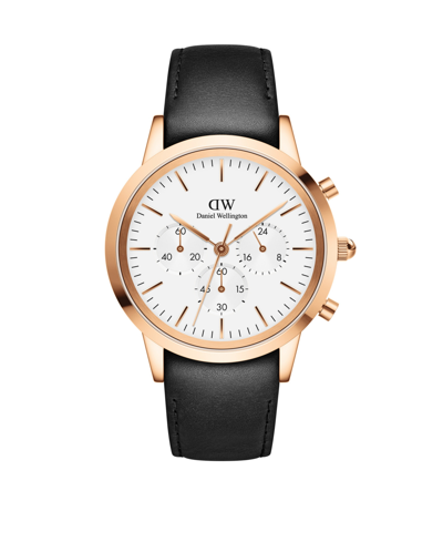 Daniel Wellington Men's Iconic Chronograph Sheffield Black Leather Watch 42mm