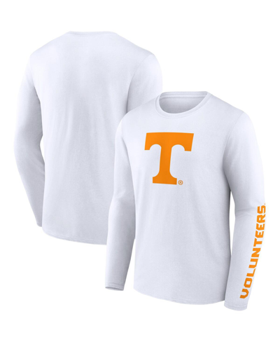 Fanatics Men's  White Tennessee Volunteers Double Time 2-hit Long Sleeve T-shirt