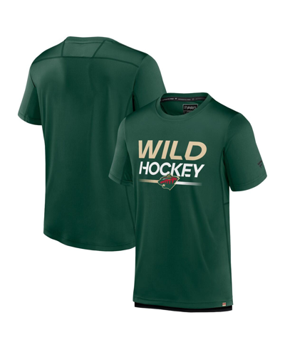 Fanatics Men's  Green Minnesota Wild Authentic Pro Tech T-shirt