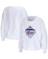 Wear By Erin Andrews White Philadelphia 76ers Cropped Long Sleeve T-shirt In White