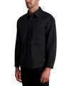Karl Lagerfeld Solid Stretch Button-up Overshirt In Black