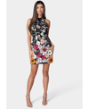 Bebe Mock Neck Sleeveless Short Dress In Black,multi