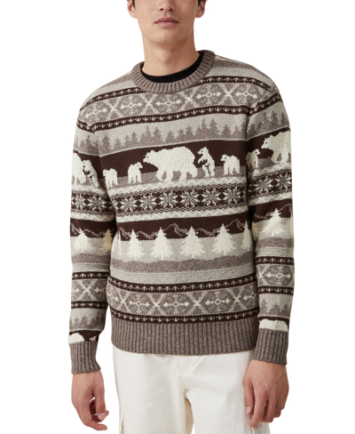 Cotton On Men's Holiday Knit Crew Neck Sweater In Brown