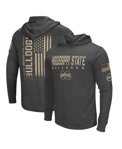 Colosseum Charcoal Mississippi State Bulldogs Team Oht Military Appreciation Hoodie Long Sleeve T-sh In Heather Black