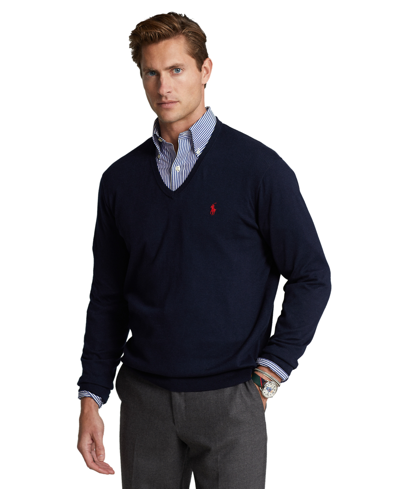 Polo Ralph Lauren Men's Cotton V-neck Sweater In Hunter Navy