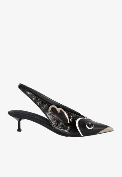 Pucci Studded Leather Slingback Pumps In Black