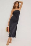 By Anthropologie Strapless Ruched Midi Tube Dress In Black