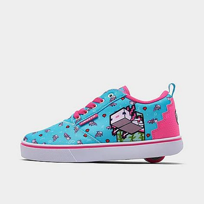 Heelys Kids' Little Girls Minecraft Pro 20 Wheeled Skate Casual Sneakers From Finish Line In Aqua/pink/black