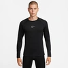 Nike Men's Pro Warm Long-sleeve Top In Black/white