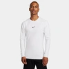 Nike Men's Pro Warm Long-sleeve Top In White/black