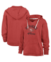 47 BRAND WOMEN'S '47 BRAND SCARLET DISTRESSED SAN FRANCISCO 49ERS WRAPPED UP KENNEDY V-NECK PULLOVER HOODIE