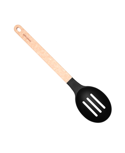 Epicurean Gourmet Series Nylon Slotted Spoon With Black Head Handle, 14" In Natural