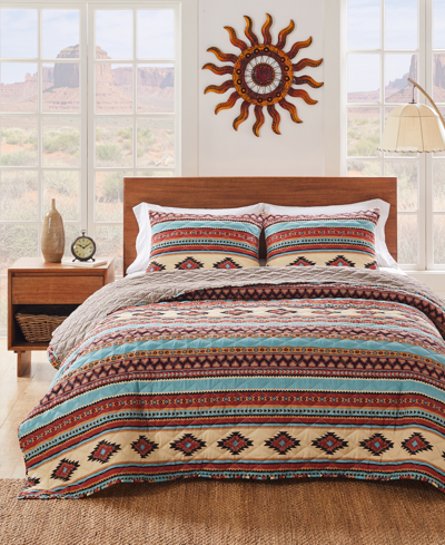 Greenland Home Fashions Red Rock Reversible 3 Piece Quilt Set, King In Clay
