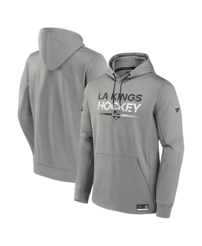 Fanatics Men's  Gray Los Angeles Kings Authentic Pro Pullover Hoodie