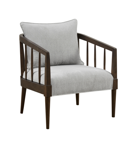 Madison Park 29" Josefine Wide Spindle Accent Armchair With Removable Back Pillow In Light Gray