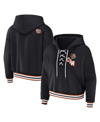 WEAR BY ERIN ANDREWS WOMEN'S WEAR BY ERIN ANDREWS BLACK CINCINNATI BENGALS PLUS SIZE LACE-UP PULLOVER HOODIE