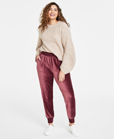 On 34th Women's Ribbed Velour Jogger Pants, Created For Macy's In Port Royale