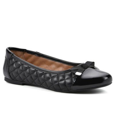 White Mountain Women's Seaglass Wide Width Ballet Flats In Black Smooth