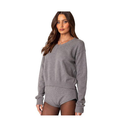 Edikted Women's Comfort Club Oversized Sweater In Gray-melange