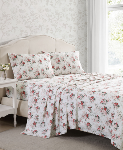 Laura Ashley Laura Cotton Percale 4-piece Sheet Set, Full In Ashfield Rose Pink