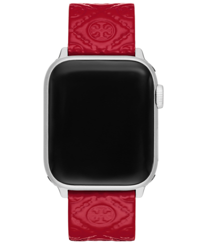 Tory Burch Women's T Monogram Red Leather Strap For Apple Watch 38mm/40mm/41mm