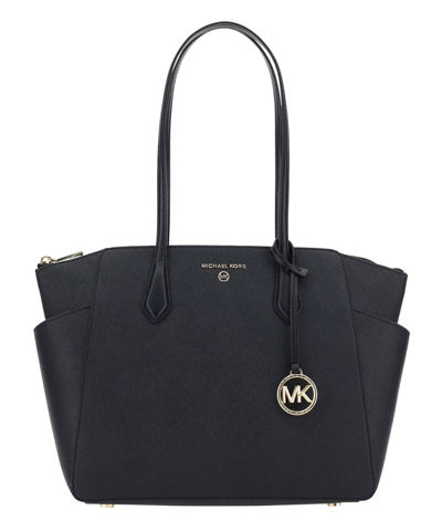 Michael Kors Marilyn - Medium Saffiano Leather Tote Bag In Black,gold