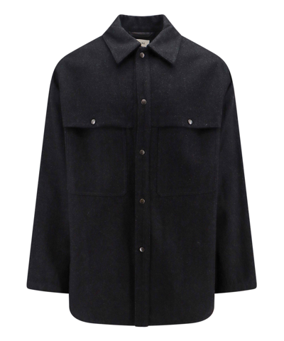Lemaire Storm Long Sleeved Shirt Jacket In Black