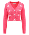 Alessandra Rich Embellished Knit Cropped Cardigan In Pink