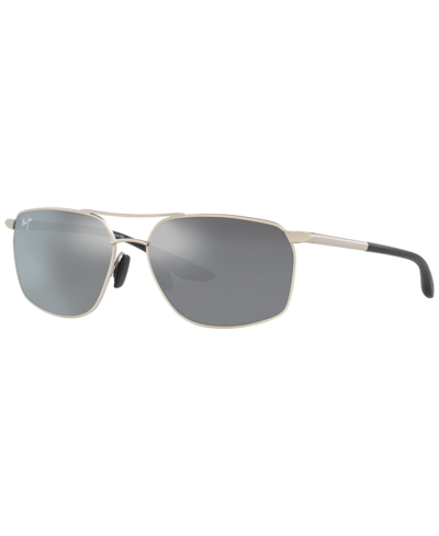 Maui Jim Men's Polarized Sunglasses, Puu Kukui 58 In Silver-tone