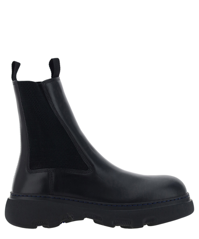 Burberry Chelsea Creeper Leather Ankle Boots In Black
