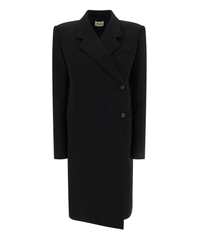 Khaite Kento Wool Blend Long Coat In Black