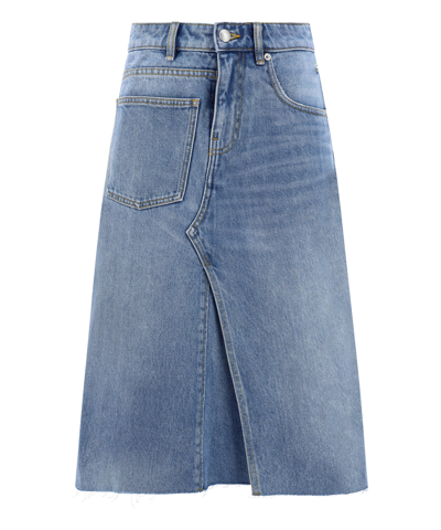 Tory Burch Denim Deconstructed Skirt Skirts Light Blue