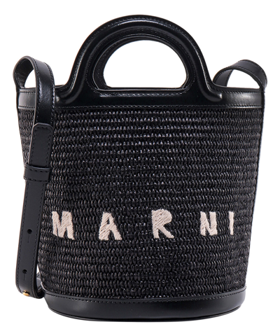 Marni Tropicalia Bucket Bag In Black