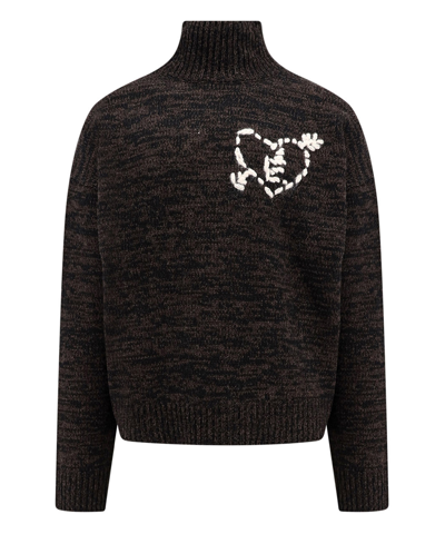 Etudes Studio Merino Wool Sweater With Embroidery In Black
