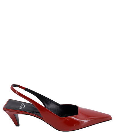 Gucci Mallory Patent Slingback Pumps In 6638 New Cherry R