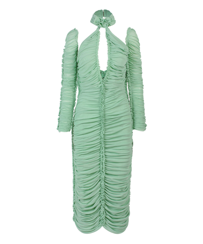 Az Factory X Ester Manas Rose Knot Ruched-detailed Dress In Green