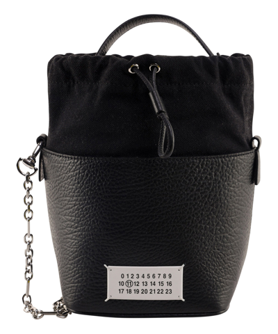 Maison Margiela Small 5ac Bucket In Leather And Fabric In Black