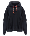 Khrisjoy Towel Cloth Effect Splice Hooded Sweater In Black