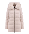 Moorer Quilted Jacket With Removable Fur Hood In Beige