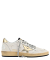 Golden Goose 'ballstar' White Low Top Sneakers With Logo Patch On The Tongue And Distressed Effect In White