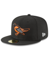 New Era Men's Black Baltimore Orioles Cooperstown Collection Logo 59fifty Fitted Hat In Black