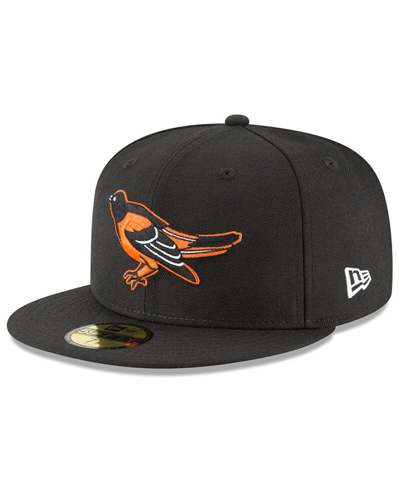NEW ERA MEN'S NEW ERA BLACK BALTIMORE ORIOLES COOPERSTOWN COLLECTION WOOL 59FIFTY FITTED HAT