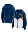 Wear By Erin Andrews Navy/white Chicago Bears Color Block Light Weight Modest Crop Full-zip Hoodie In Navy,white