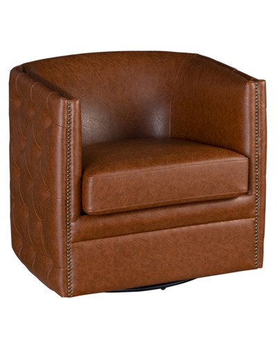 Madison Park Capstone Swivel Tufted Chair In Brown