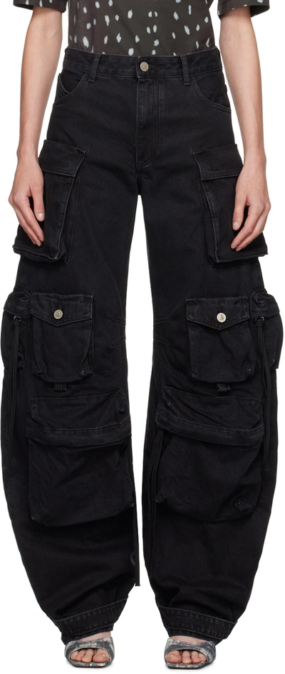 Attico Essie Low-rise Tapered Jeans In Black