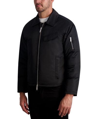 Karl Lagerfeld White Label Men's Cropped Bomber Jacket In Black