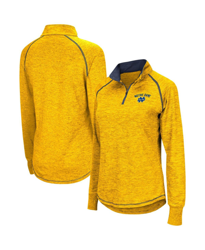 Colosseum Women's  Notre Dame Fighting Irish Bikram Raglan Quarter-zip Top In Gold